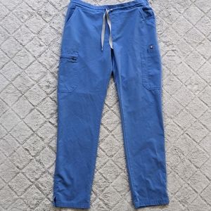 Figs Yola Skinny Scrub Pants Women's Small Light Blue Cargo Tapered